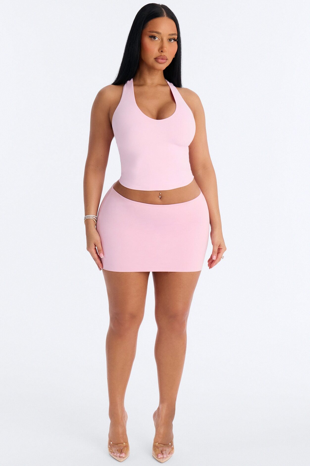 Second Skin Double Lined U Neck Racerback Top - Light Pink