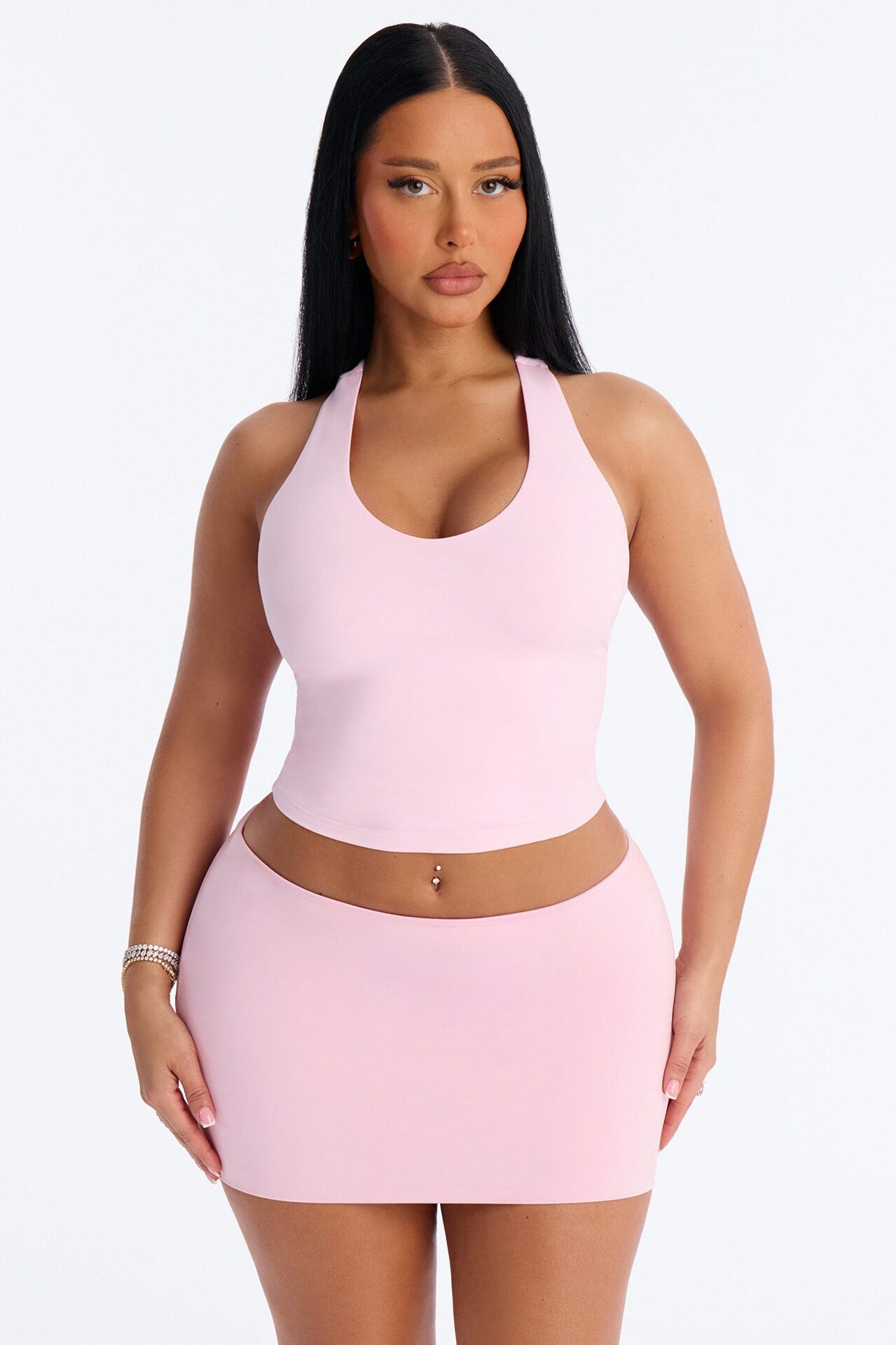 Second Skin Double Lined U Neck Racerback Top - Light Pink