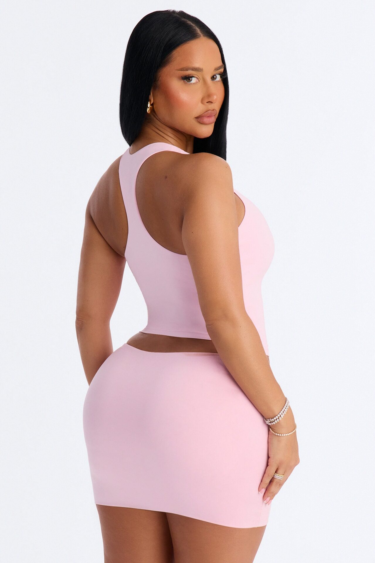 Second Skin Double Lined U Neck Racerback Top - Light Pink