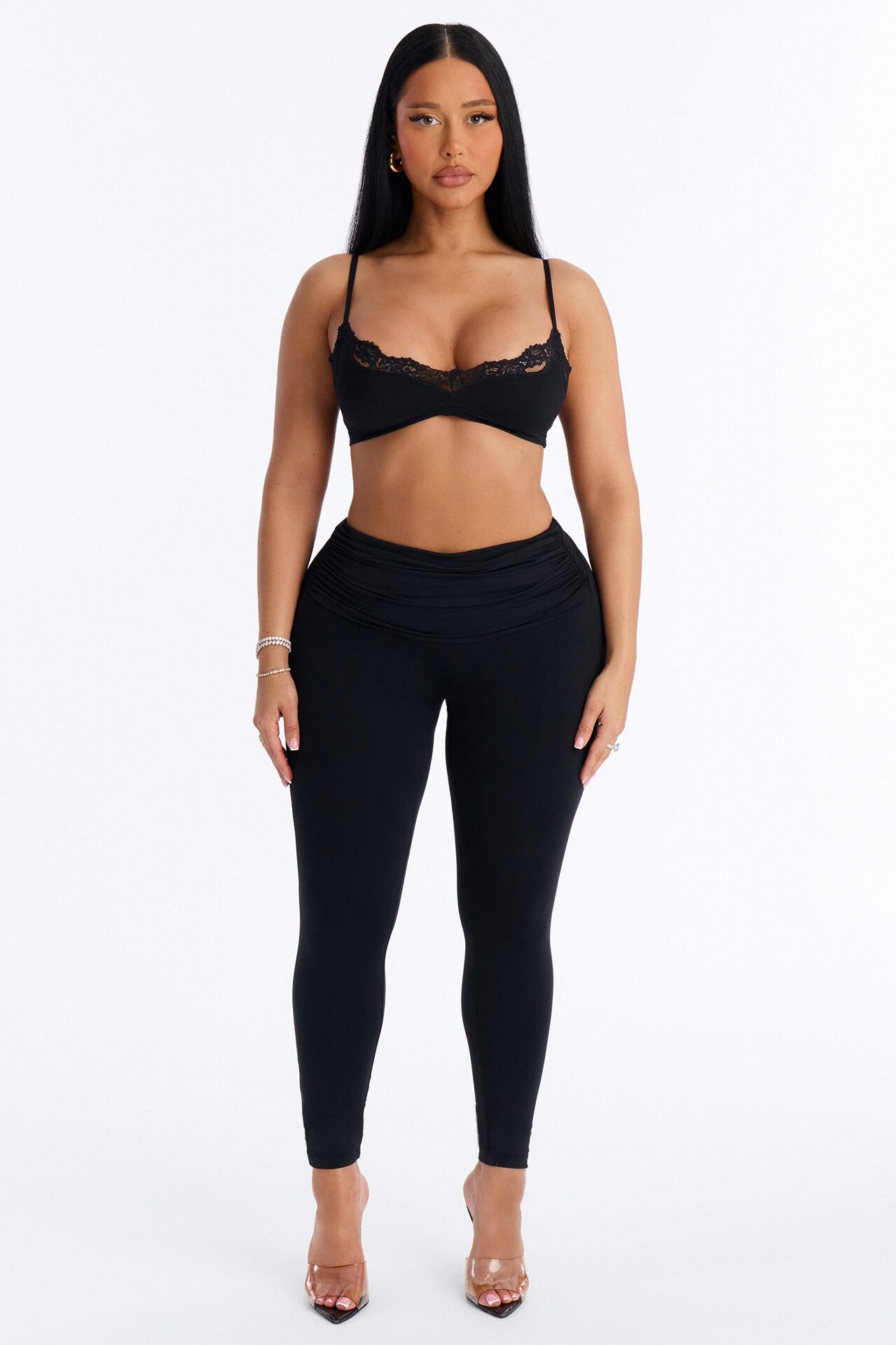 Second Skin Double Lined Lace Trim Bralette - Black