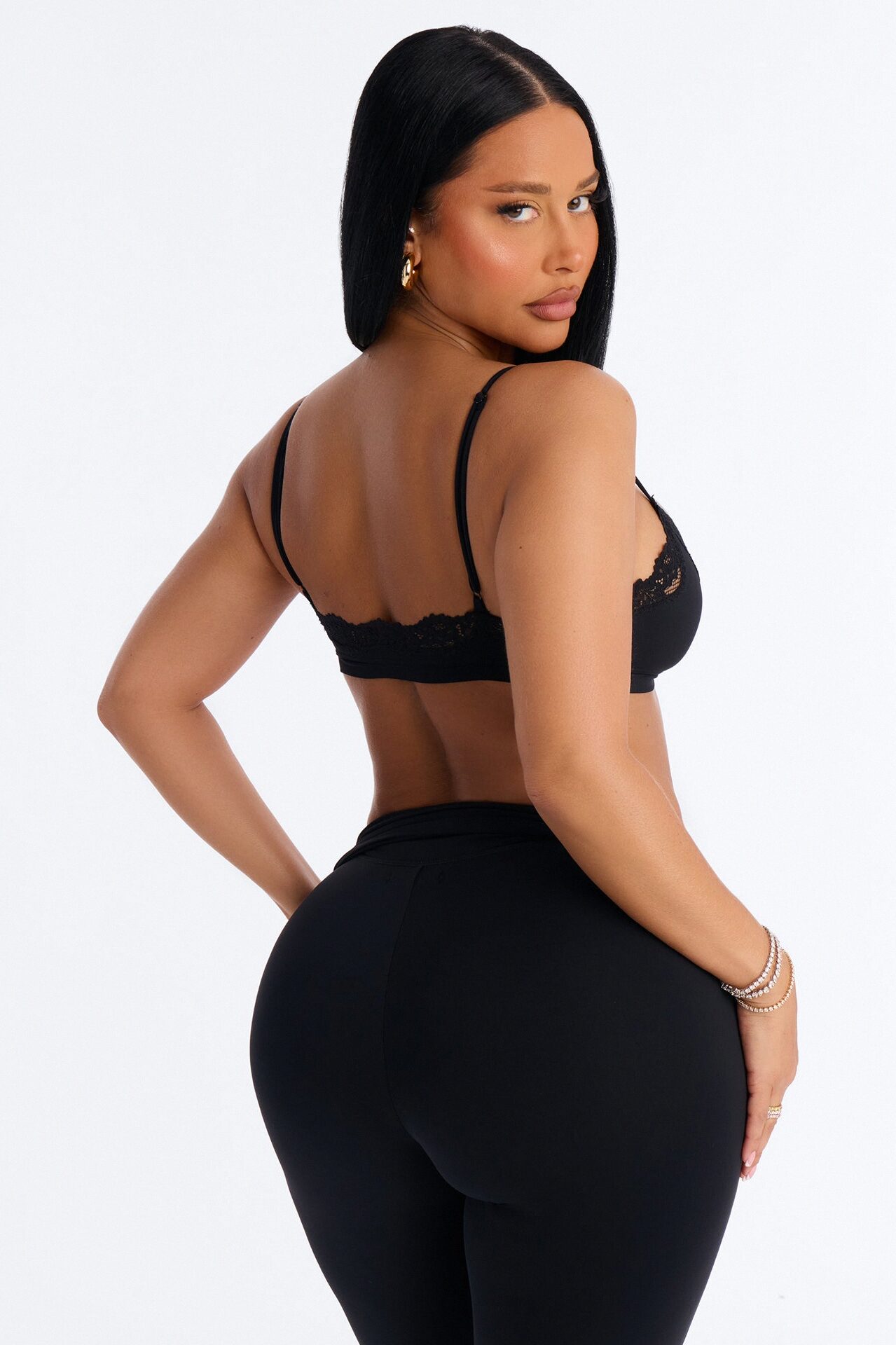 Second Skin Double Lined Lace Trim Bralette - Black