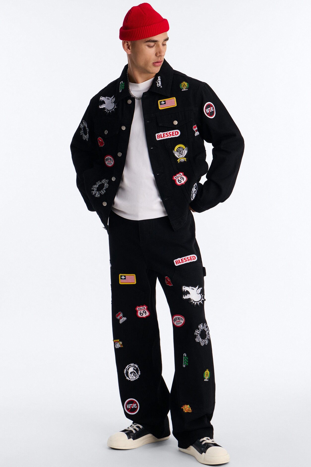 Outlaw Patchwork Denim Jacket - Black