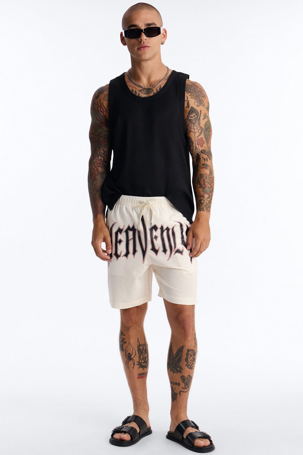 Heavenly Mindset Swim Trunk 7″ - Cream/combo