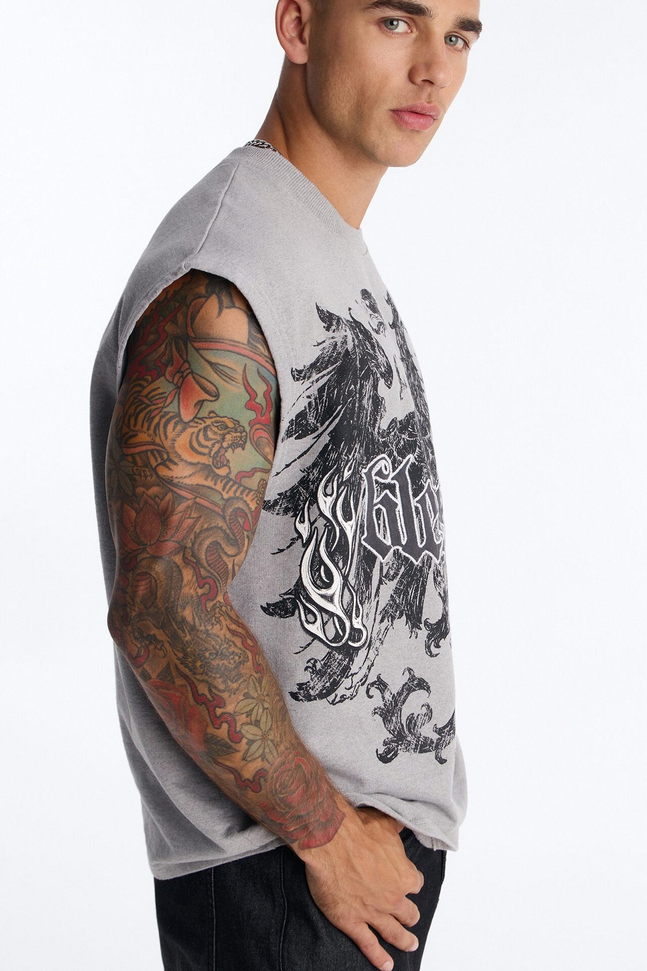 Blessed Redemption Patch French Terry Muscle Tee - Grey