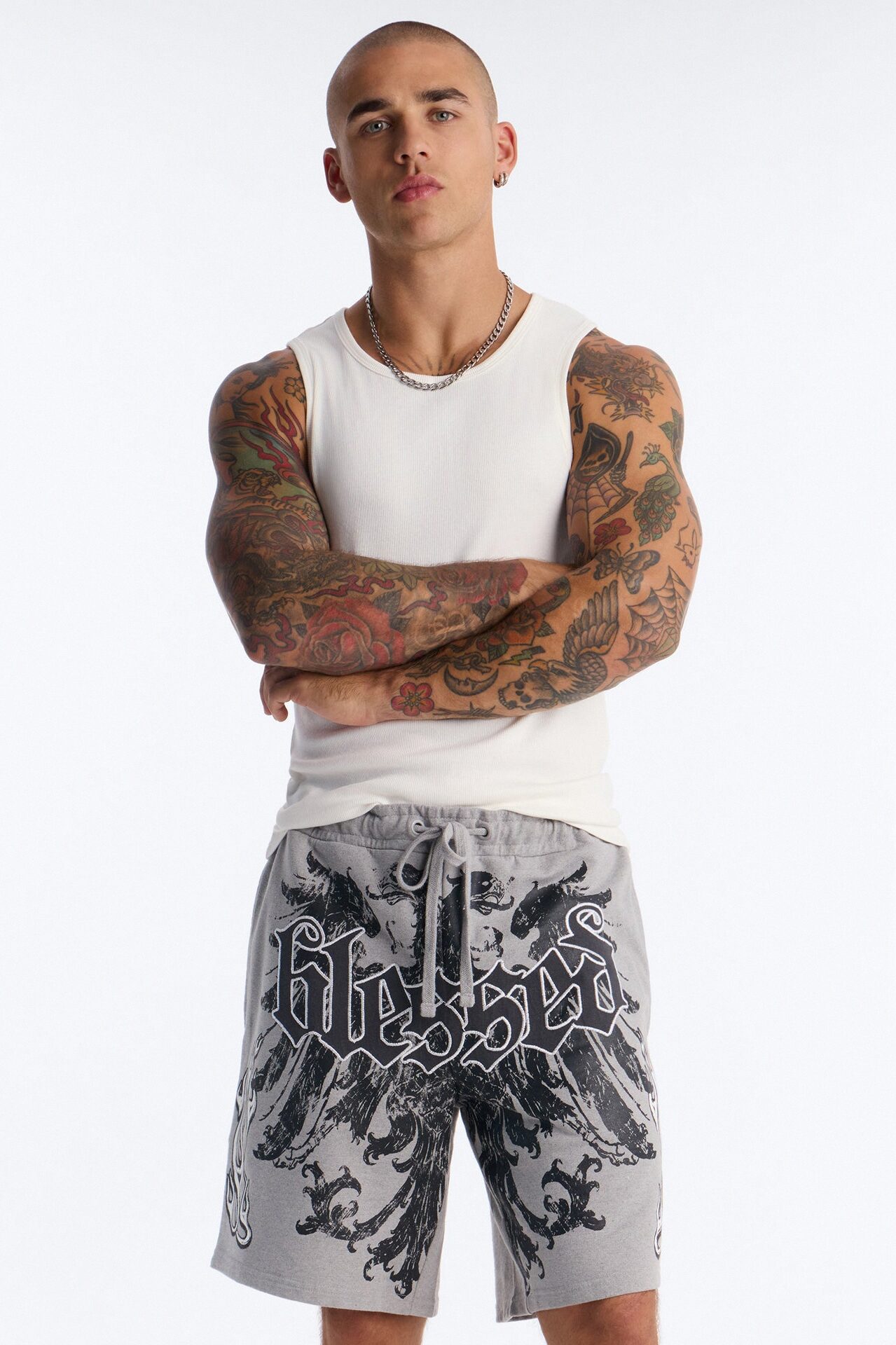 Blessed Redemption Patch Relaxed Sweatshort - Grey