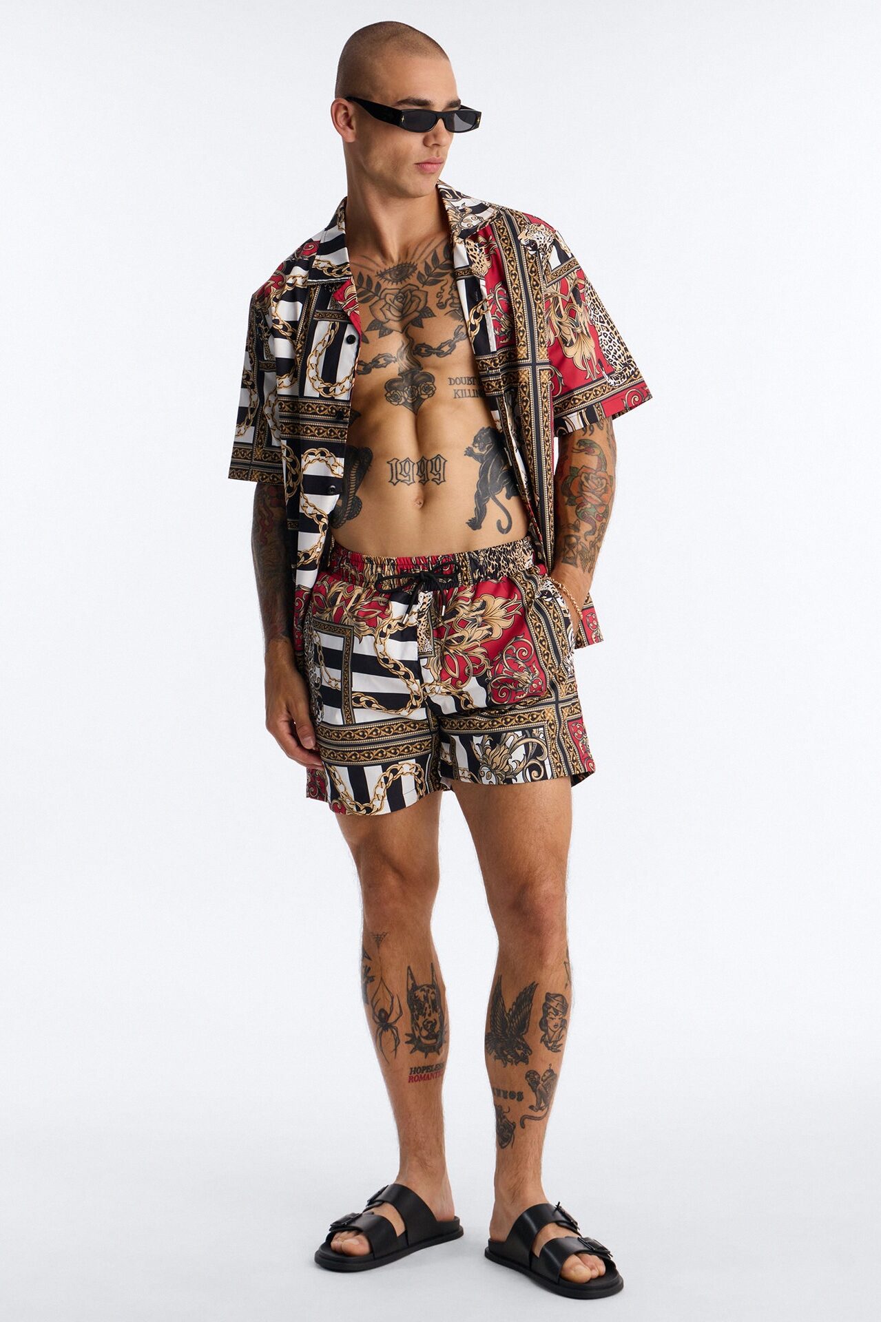Gilded Baroque Jungle Swim Trunk 4″ - Multi Color