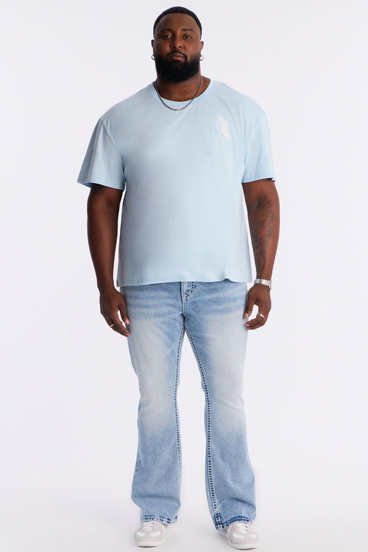 Faith Over Fear Everytime Boxy Short Sleeve Tee - Light Blue