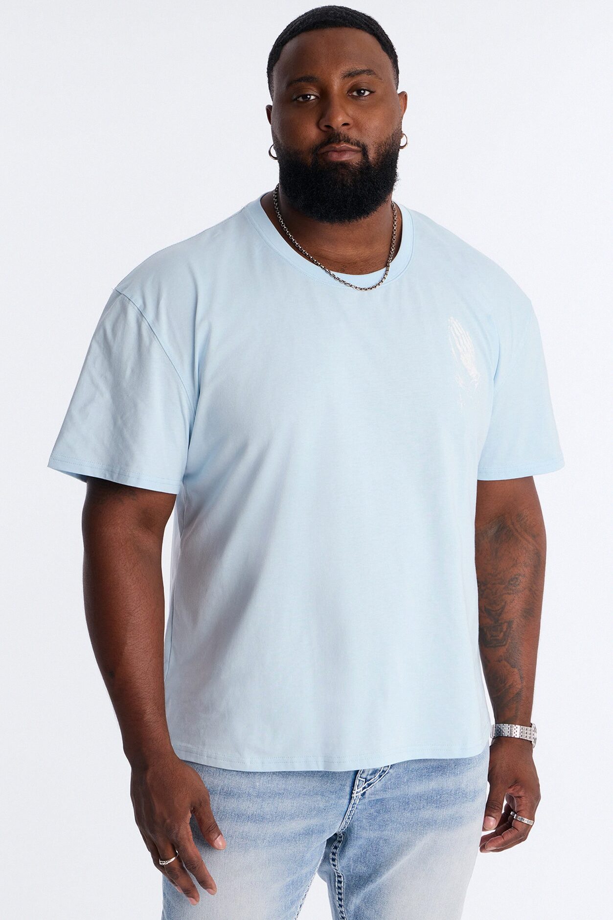Faith Over Fear Everytime Boxy Short Sleeve Tee - Light Blue