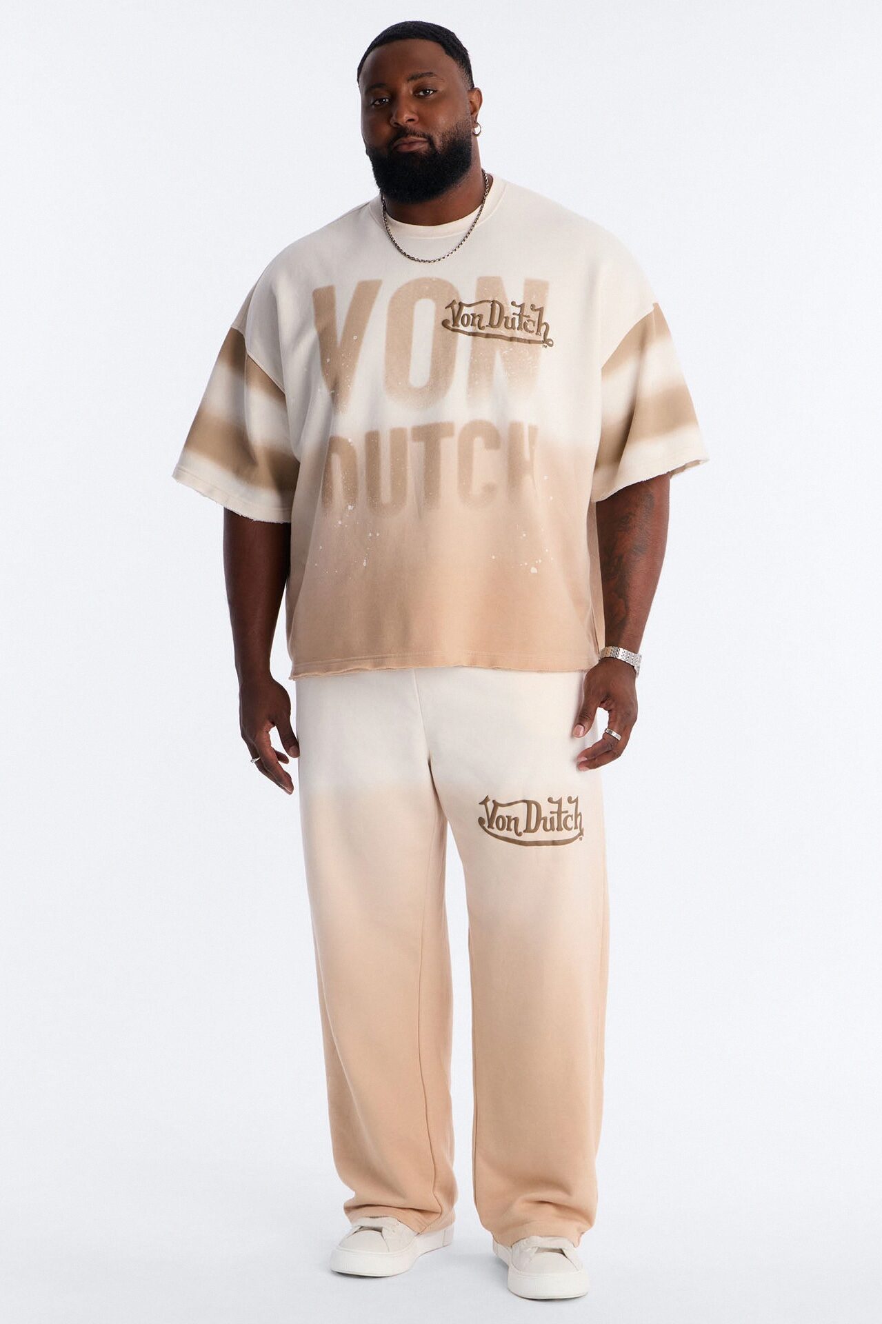 Von Dutch Faded Wide Leg Sweatpant - Cream
