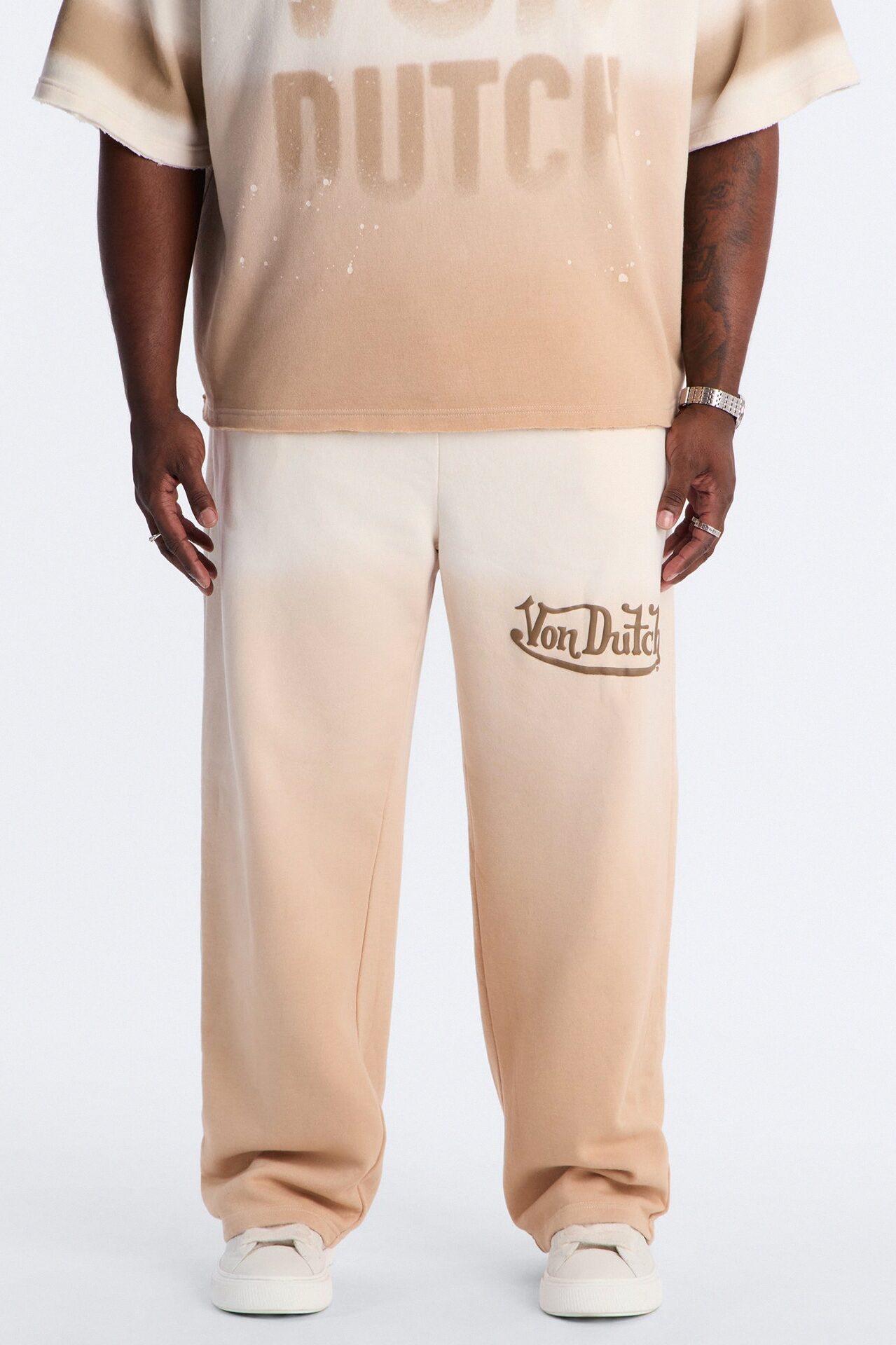 Von Dutch Faded Wide Leg Sweatpant - Cream