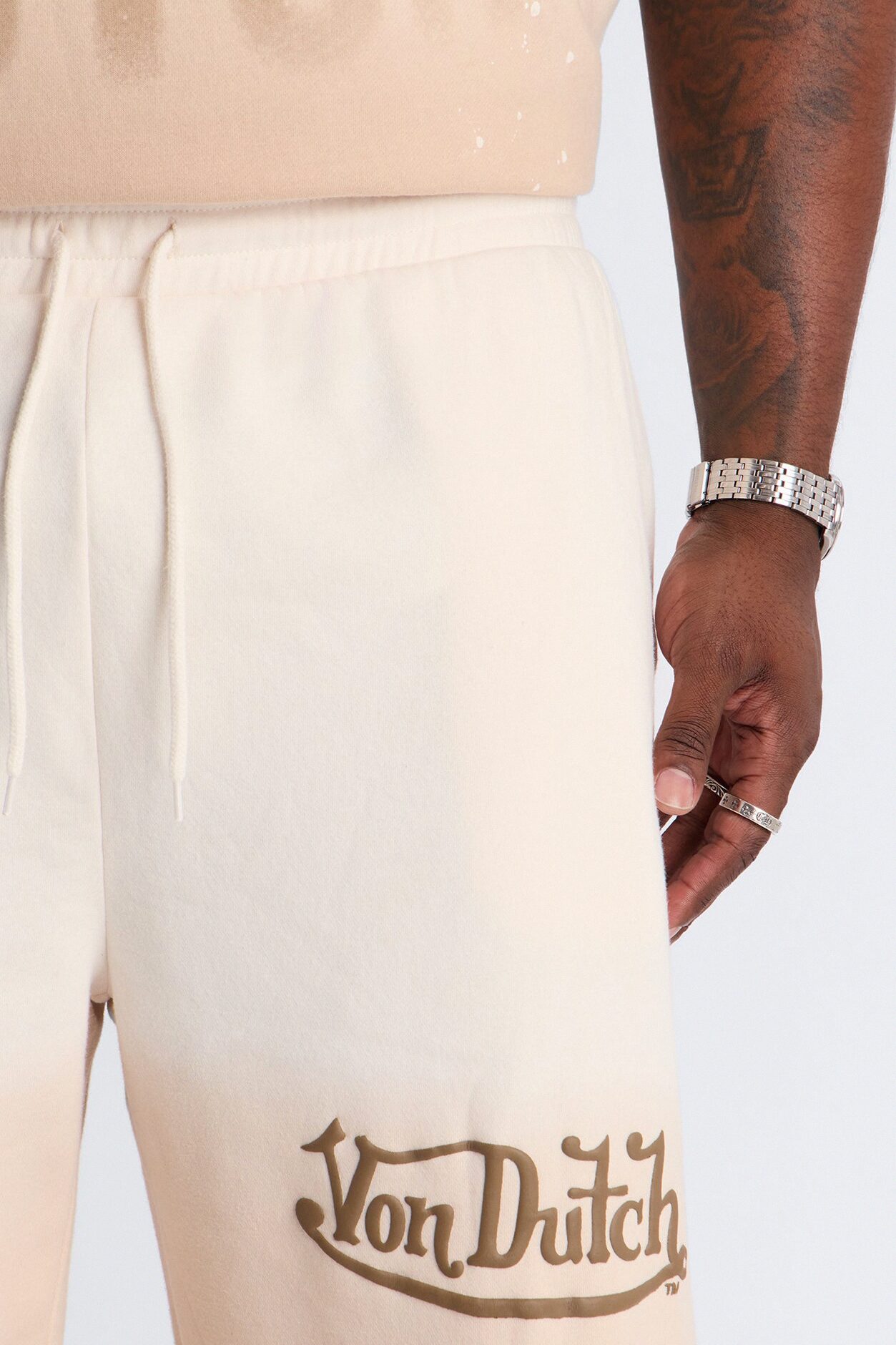 Von Dutch Faded Wide Leg Sweatpant - Cream