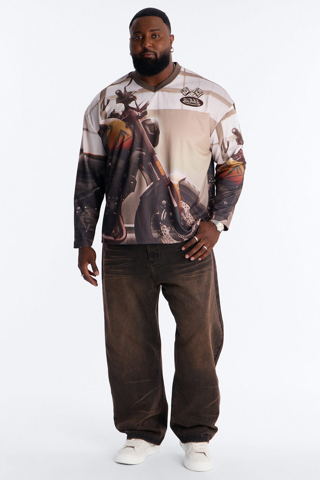 Baggy Dark Wave Jeans - Brown