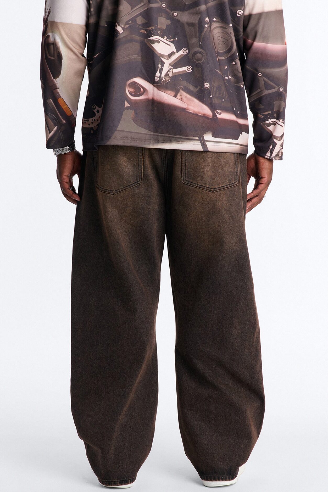 Baggy Dark Wave Jeans - Brown