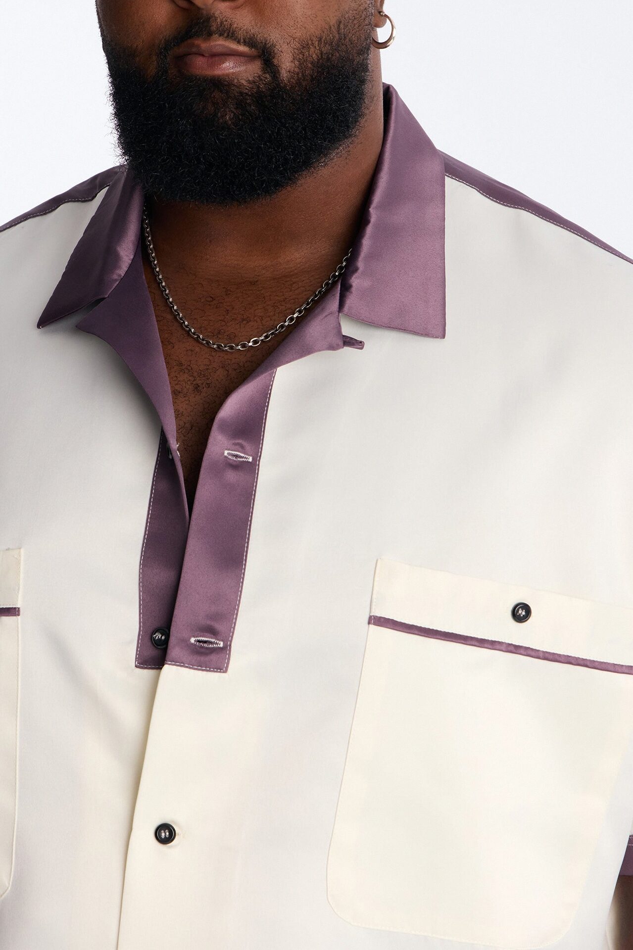 Opulent Satin Button Up Shirt - White/combo