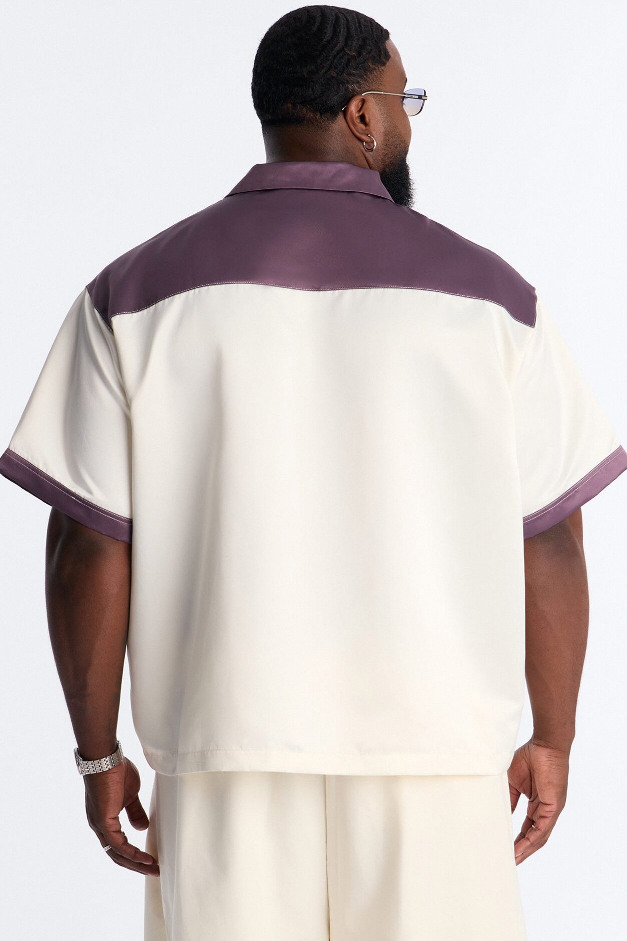 Opulent Satin Button Up Shirt - White/combo