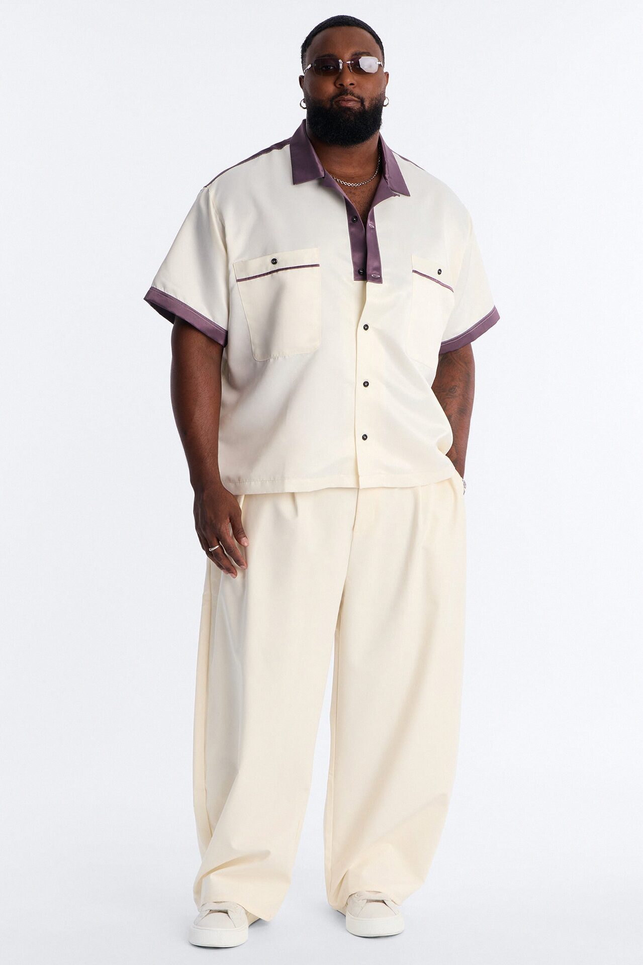 Barrel Bold Flow Trousers - Cream