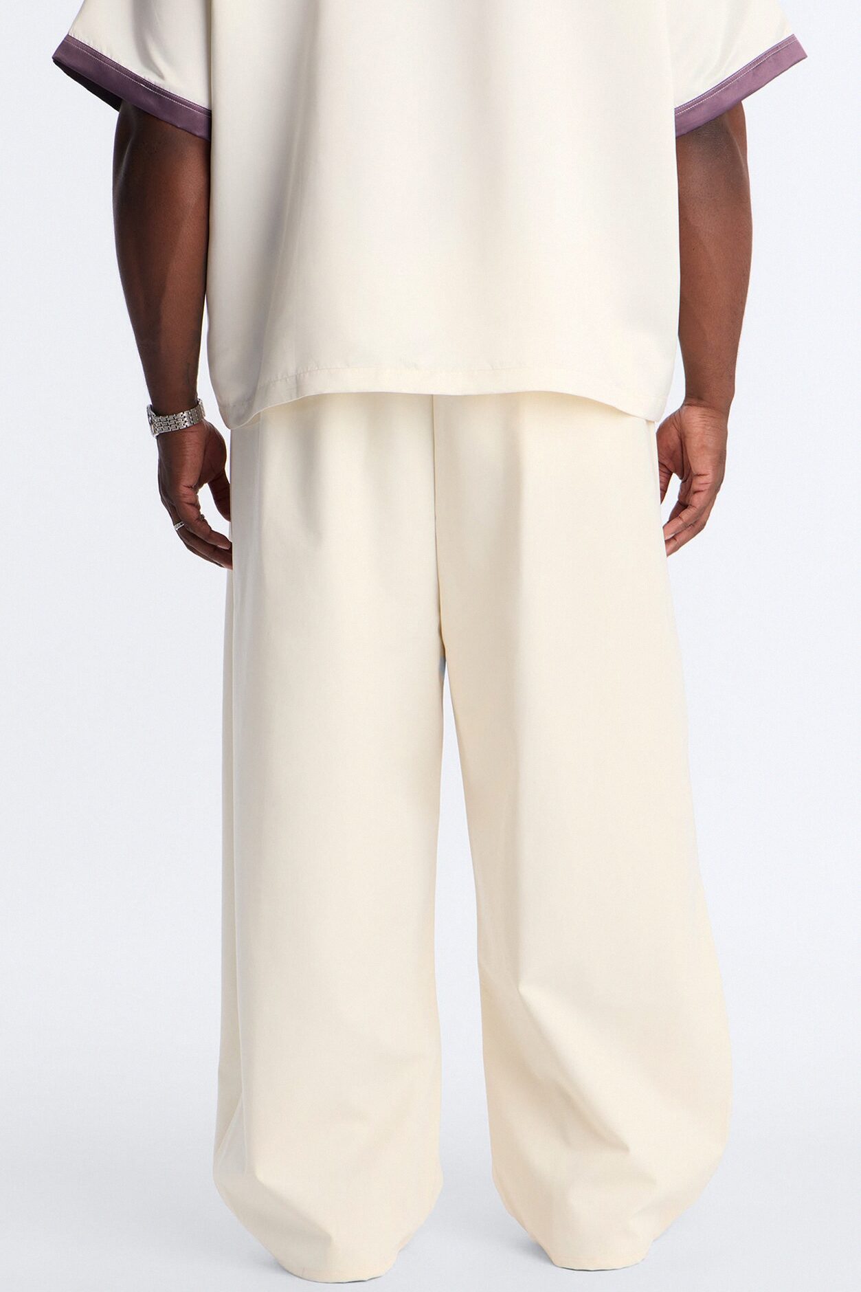 Barrel Bold Flow Trousers - Cream