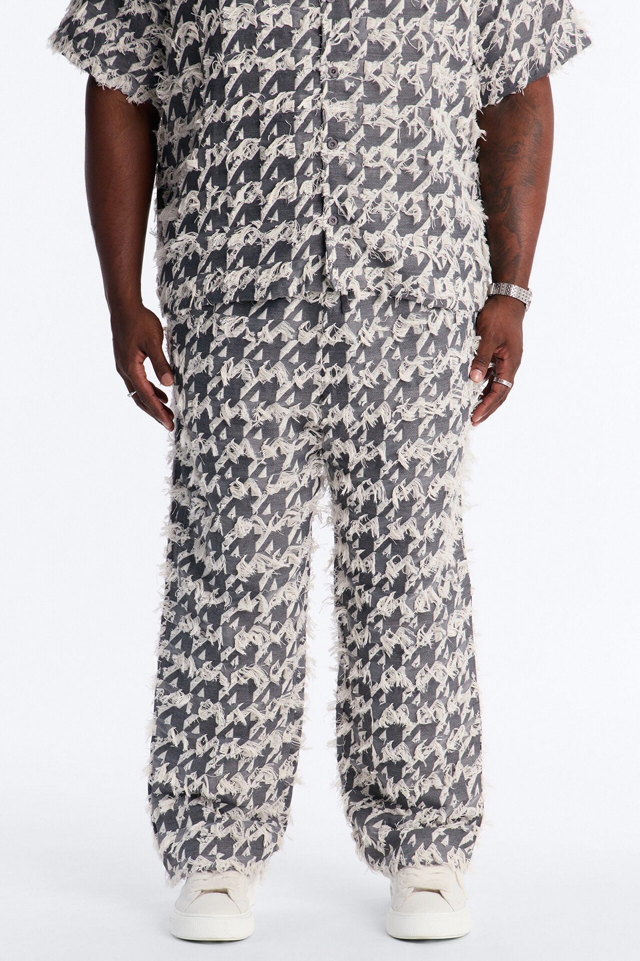Straight Houndstooth Nomad Pant - Grey