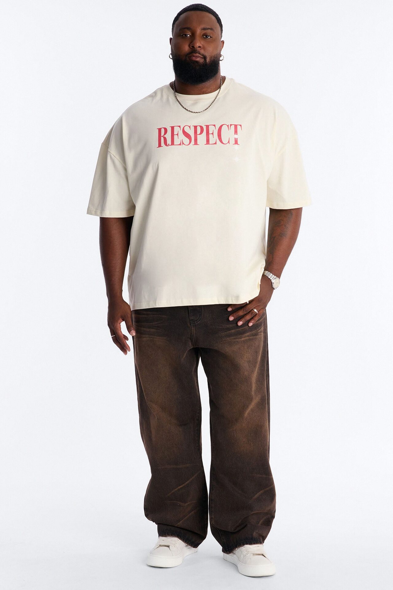 Luke 6:31 Foil Heavy Weight Oversized Short Sleeve Tee - Cream