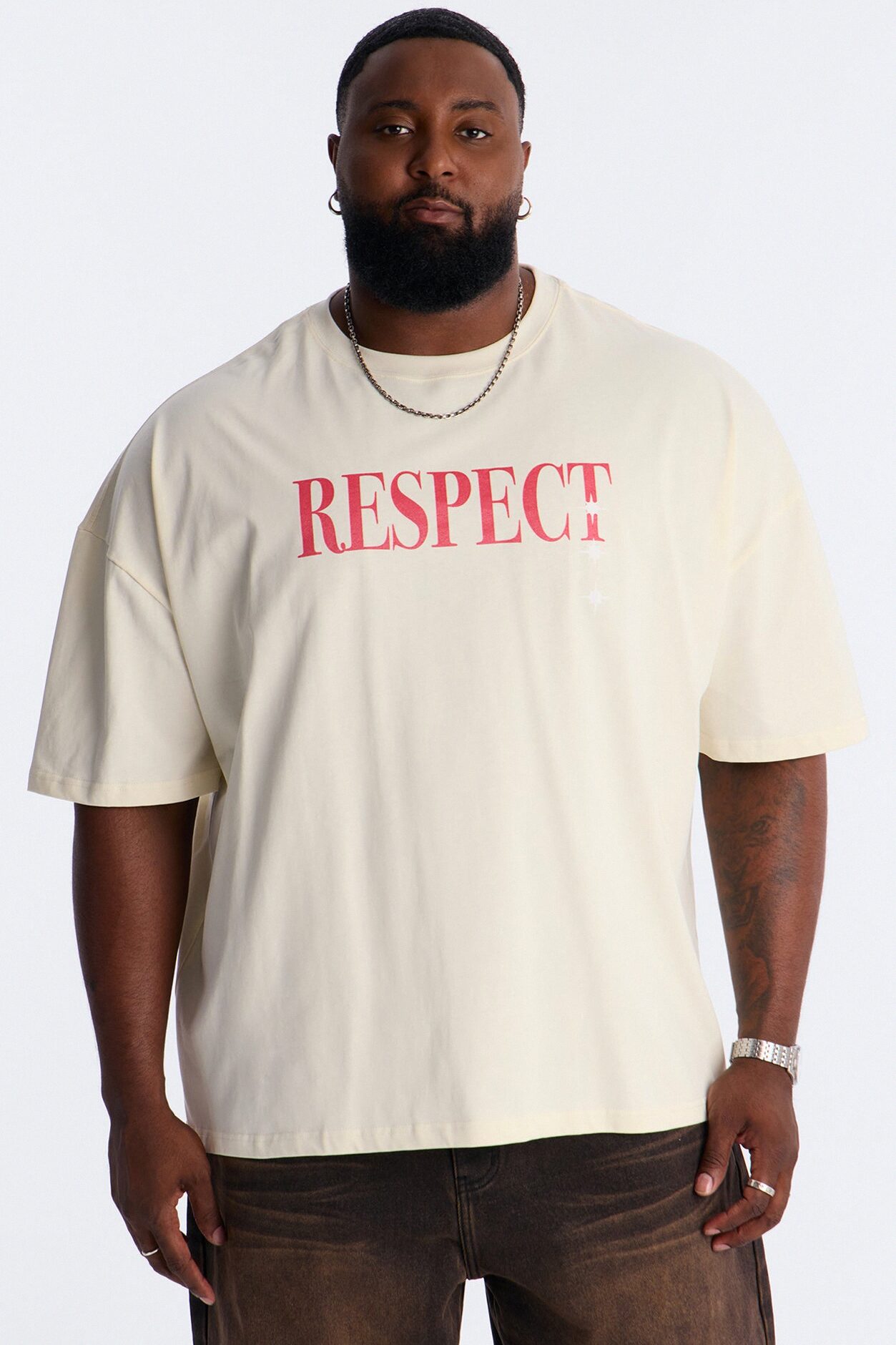 Luke 6:31 Foil Heavy Weight Oversized Short Sleeve Tee - Cream