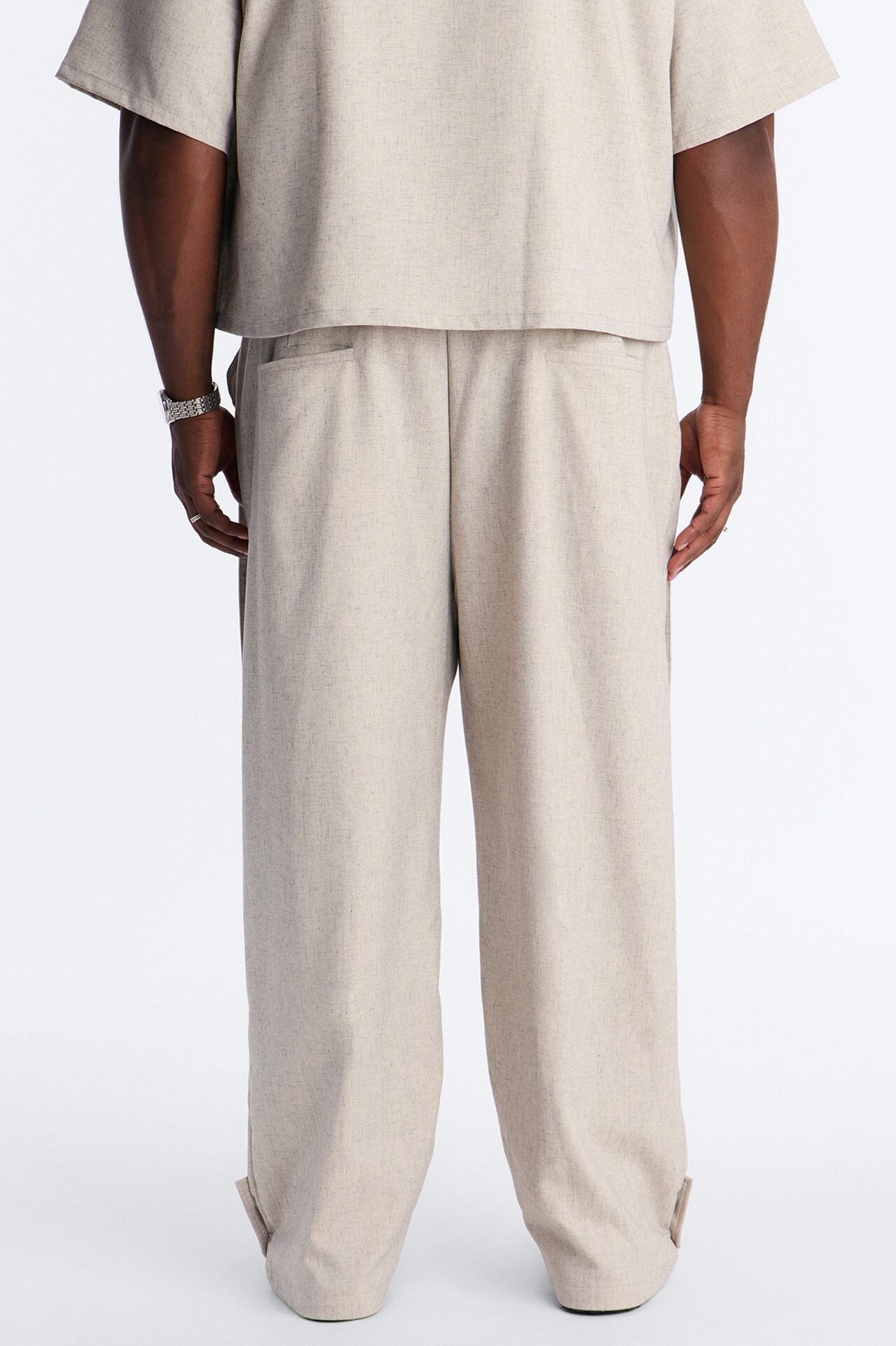 Maison Tailored Baggy Buttoned Cuff Pant - Khaki