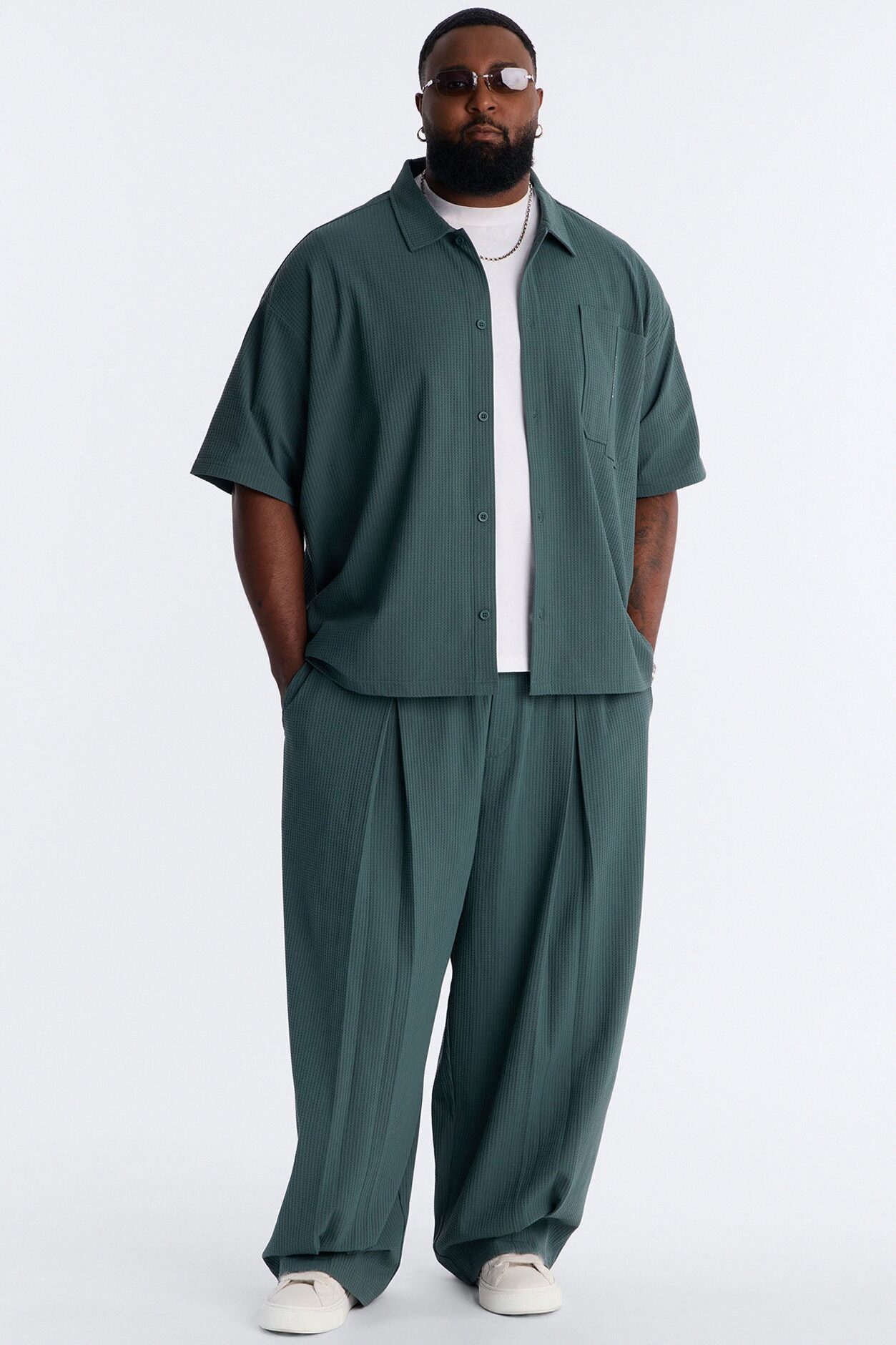 Relaxed Peak Pine Button Up Shirt - Hunter Green