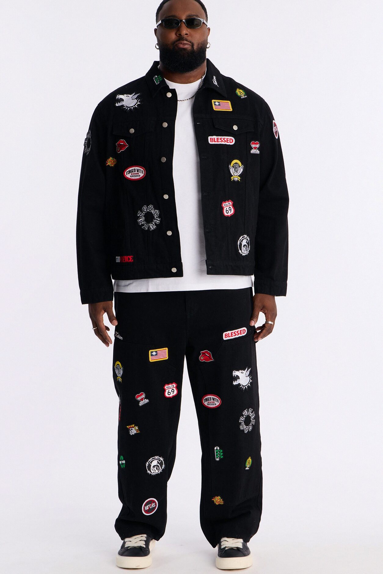 Outlaw Patchwork Denim Jacket - Black