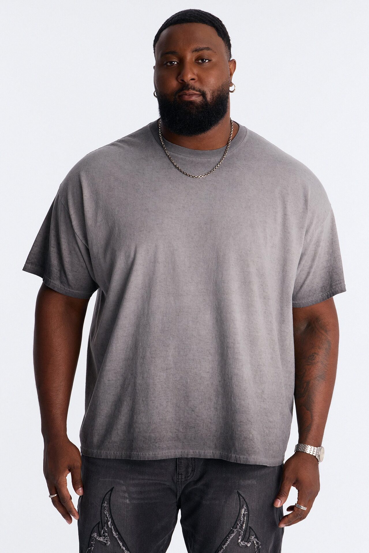 The Oil Wash Oversized Tee - Charcoal
