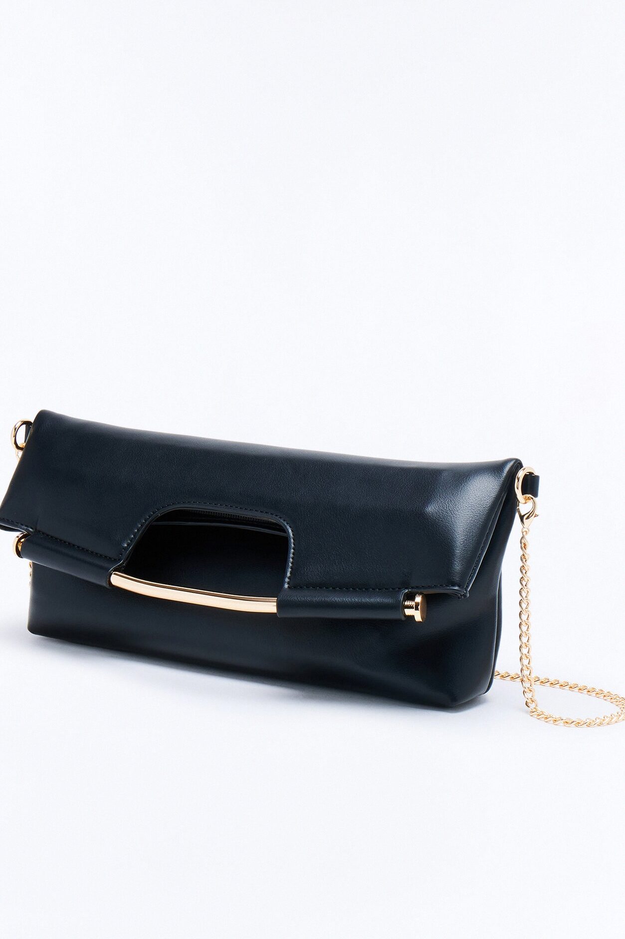 Lights Out Faux Leather Clutch - Black