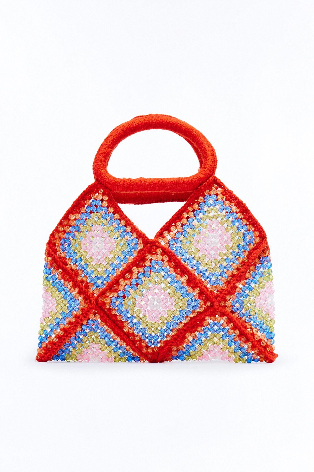 Ornate Oasis Beaded Satchel Handbag - Orange/combo