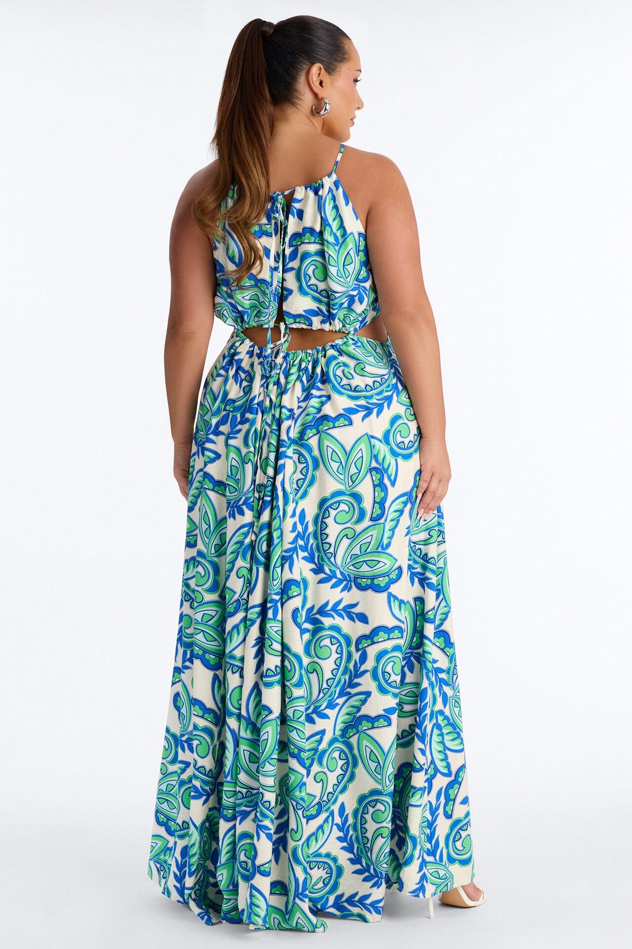 Call On Me Linen Maxi Dress - Blue/combo