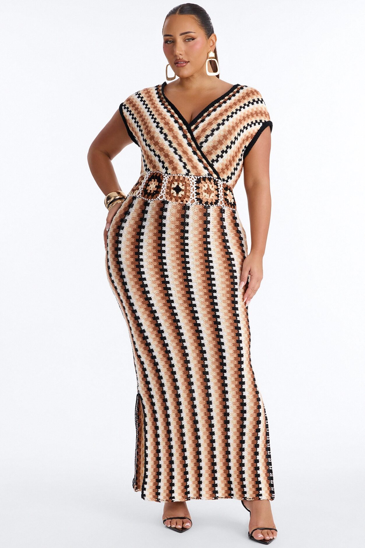 Palm Royale Sweater Maxi Dress - Taupe/combo