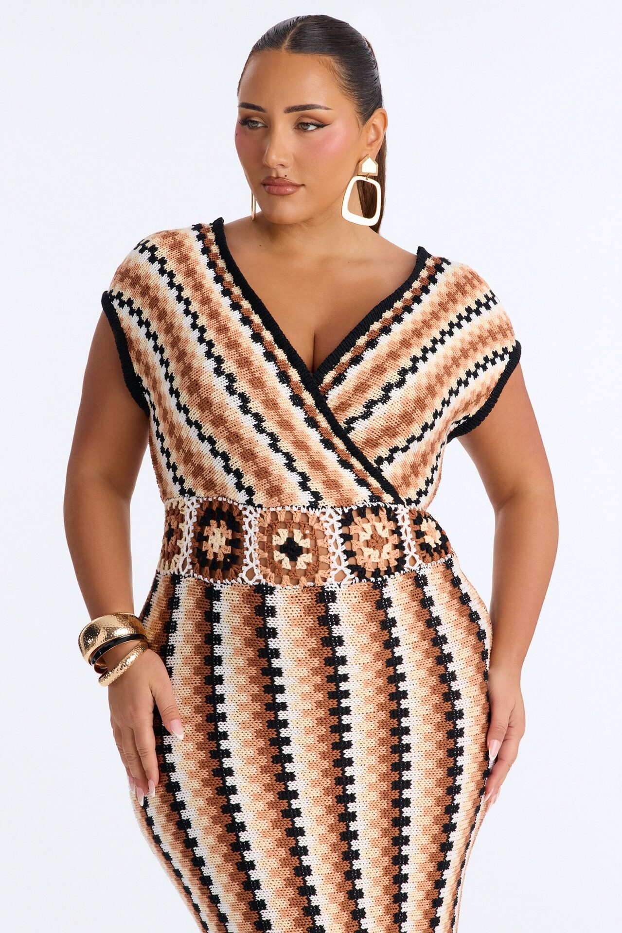 Palm Royale Sweater Maxi Dress - Taupe/combo
