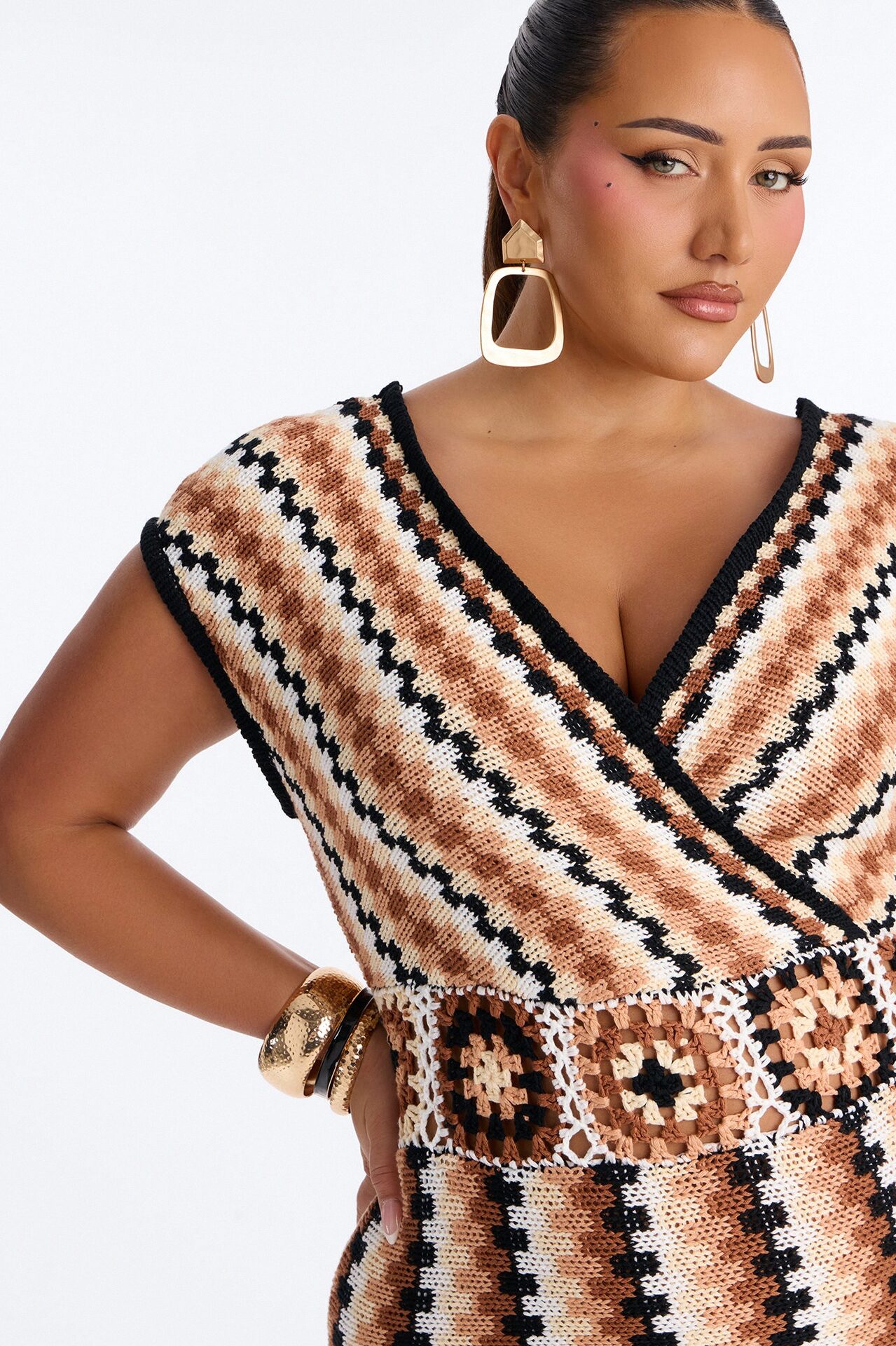Palm Royale Sweater Maxi Dress - Taupe/combo