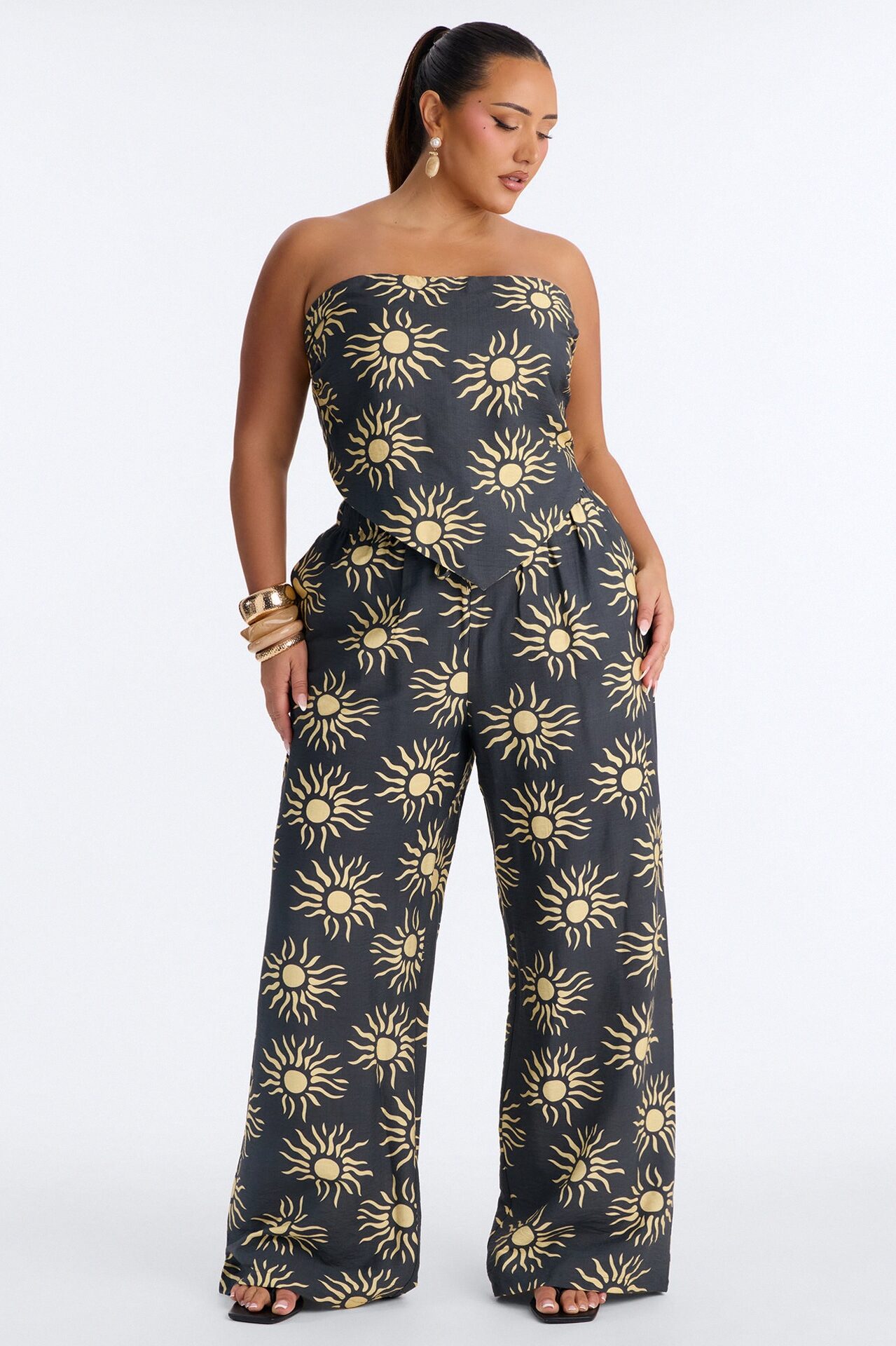 Sun Seeker Linen Pant Set - Charcoal