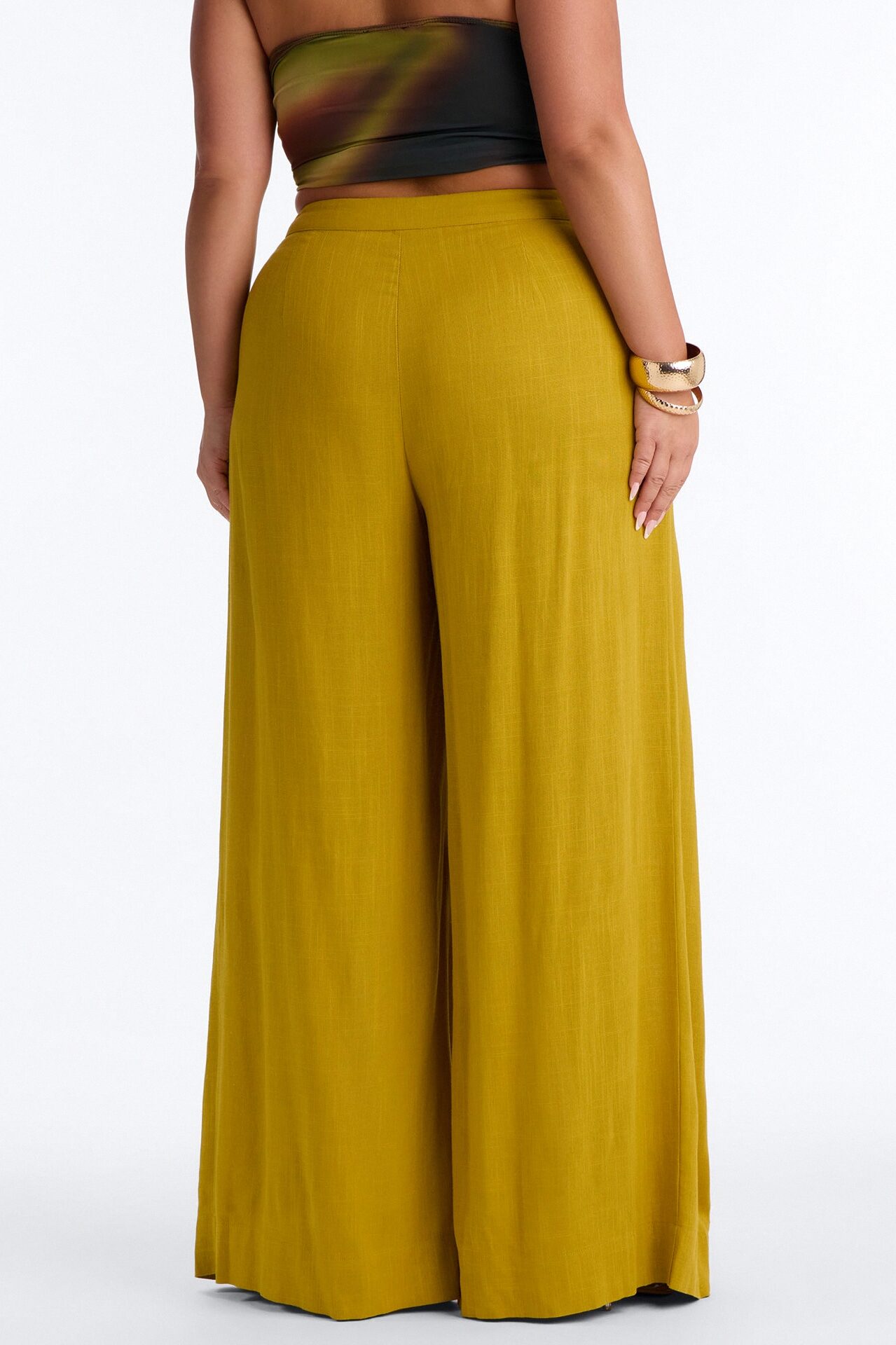 Karianna Linen Blend Wide Leg Pant - Chartreuse