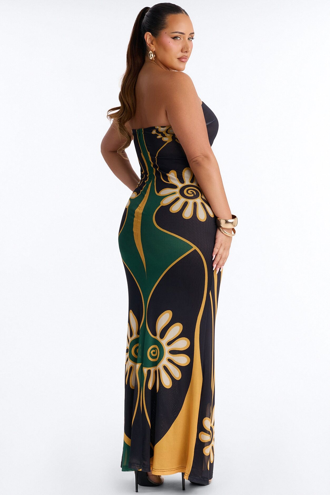 Ivy Strapless Mesh Maxi Dress - Black/combo