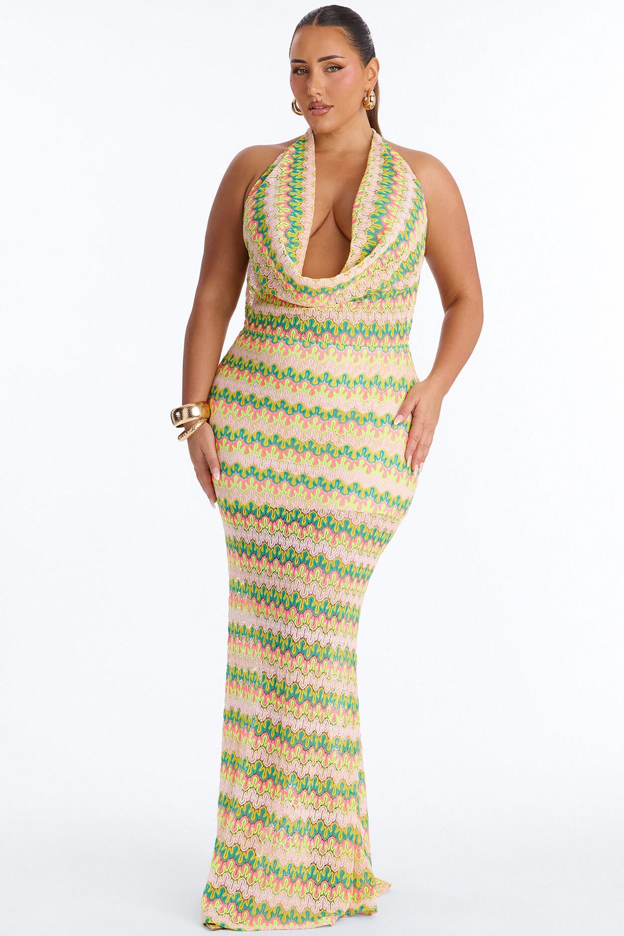 Out All Summer Crochet Maxi Dress - Multi Color