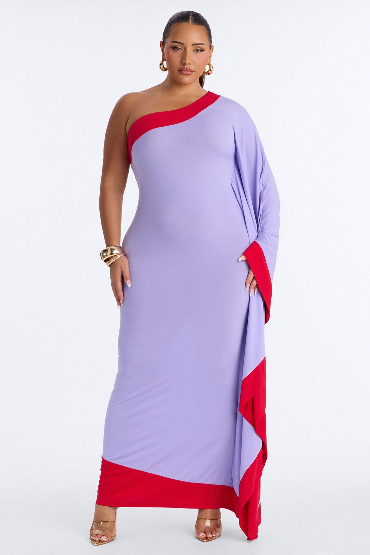 Casually Allure One Shoulder Maxi Dress - Lavender