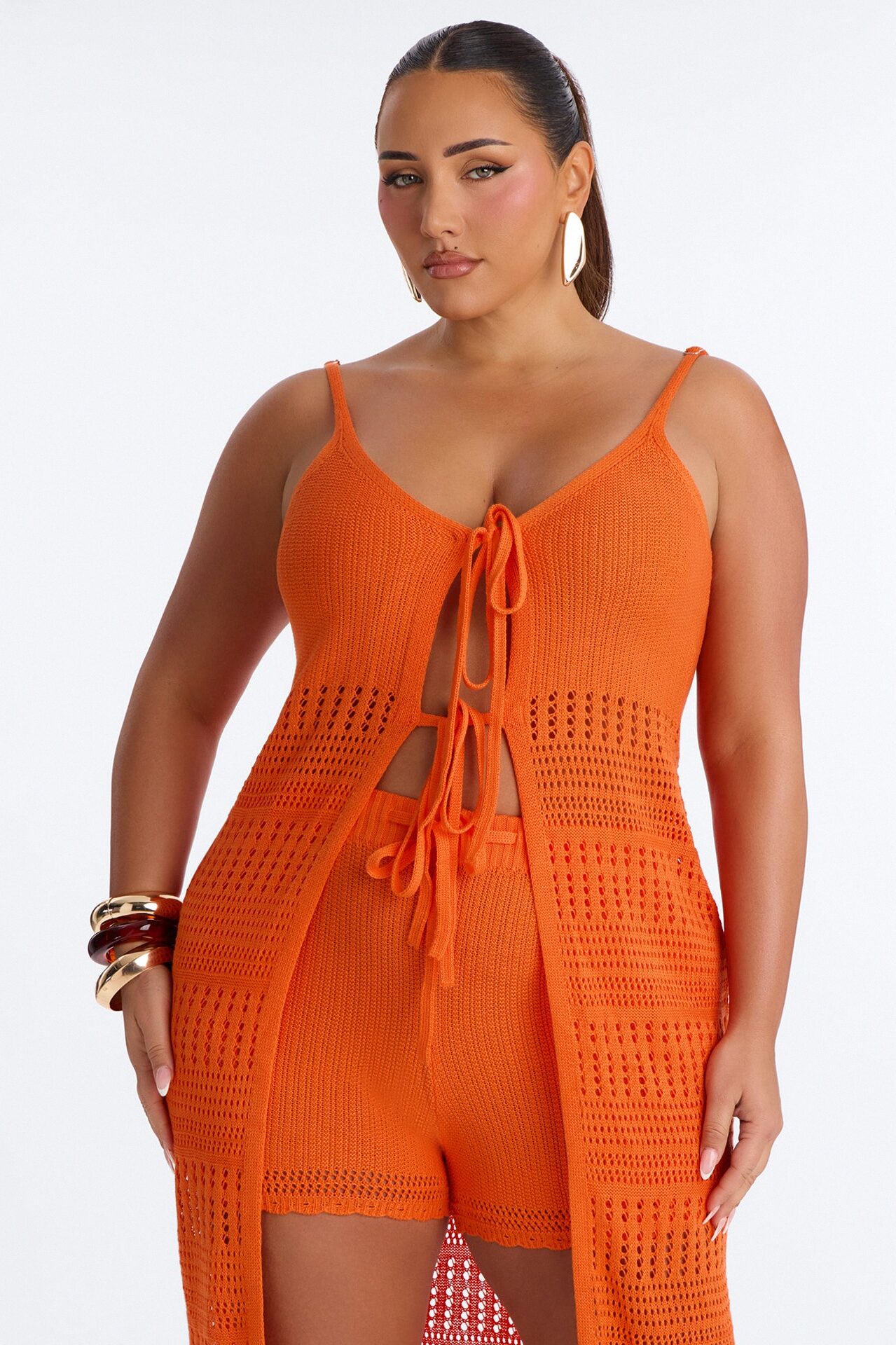 Vacay Vibe Crochet Short Set - Orange