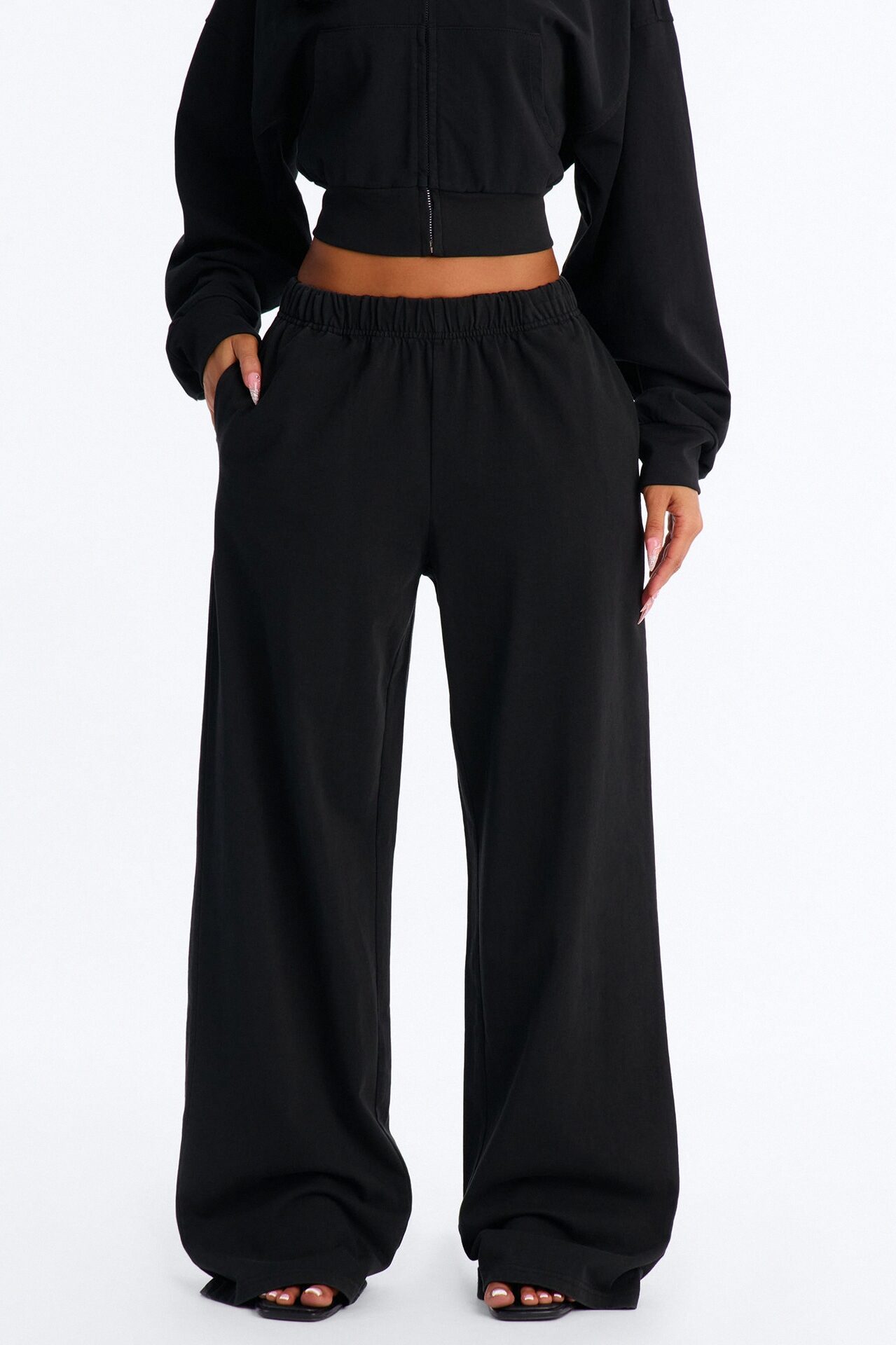 Ellie Wide Leg Pull On Pant - Black