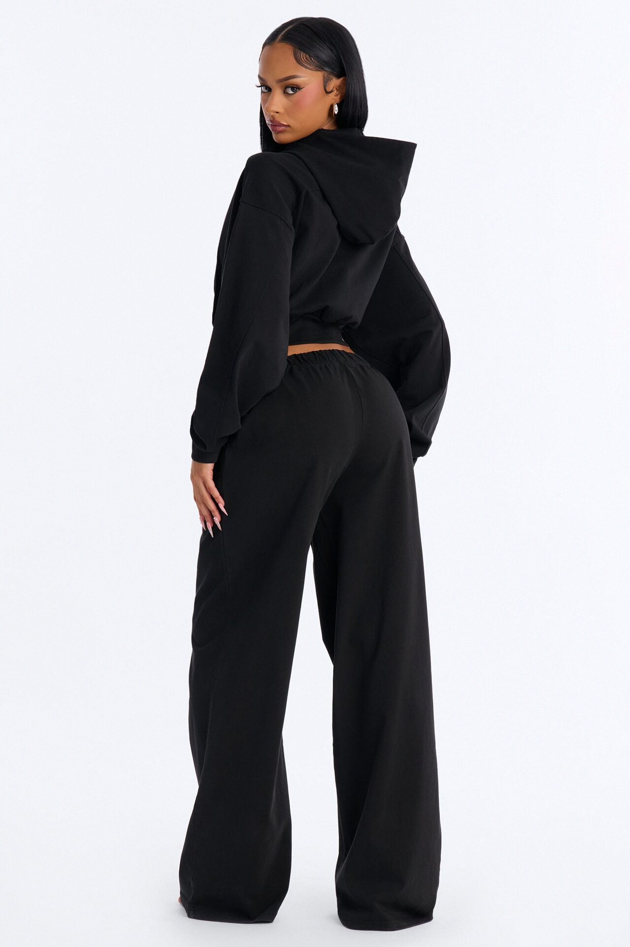 Ellie Wide Leg Pull On Pant - Black