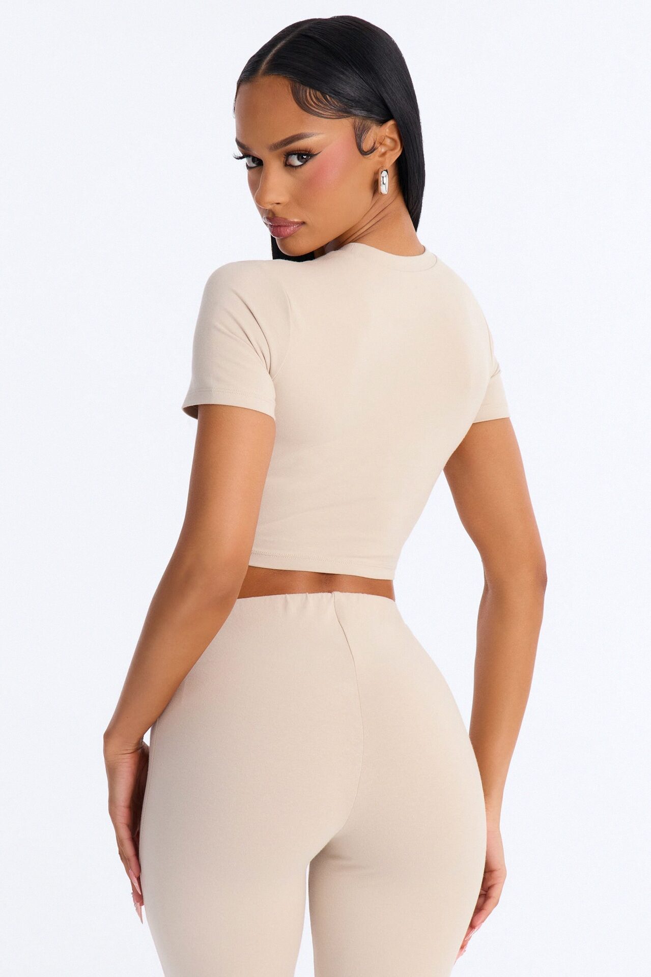 Quinn Short Sleeve Super Cropped Tee - Stone