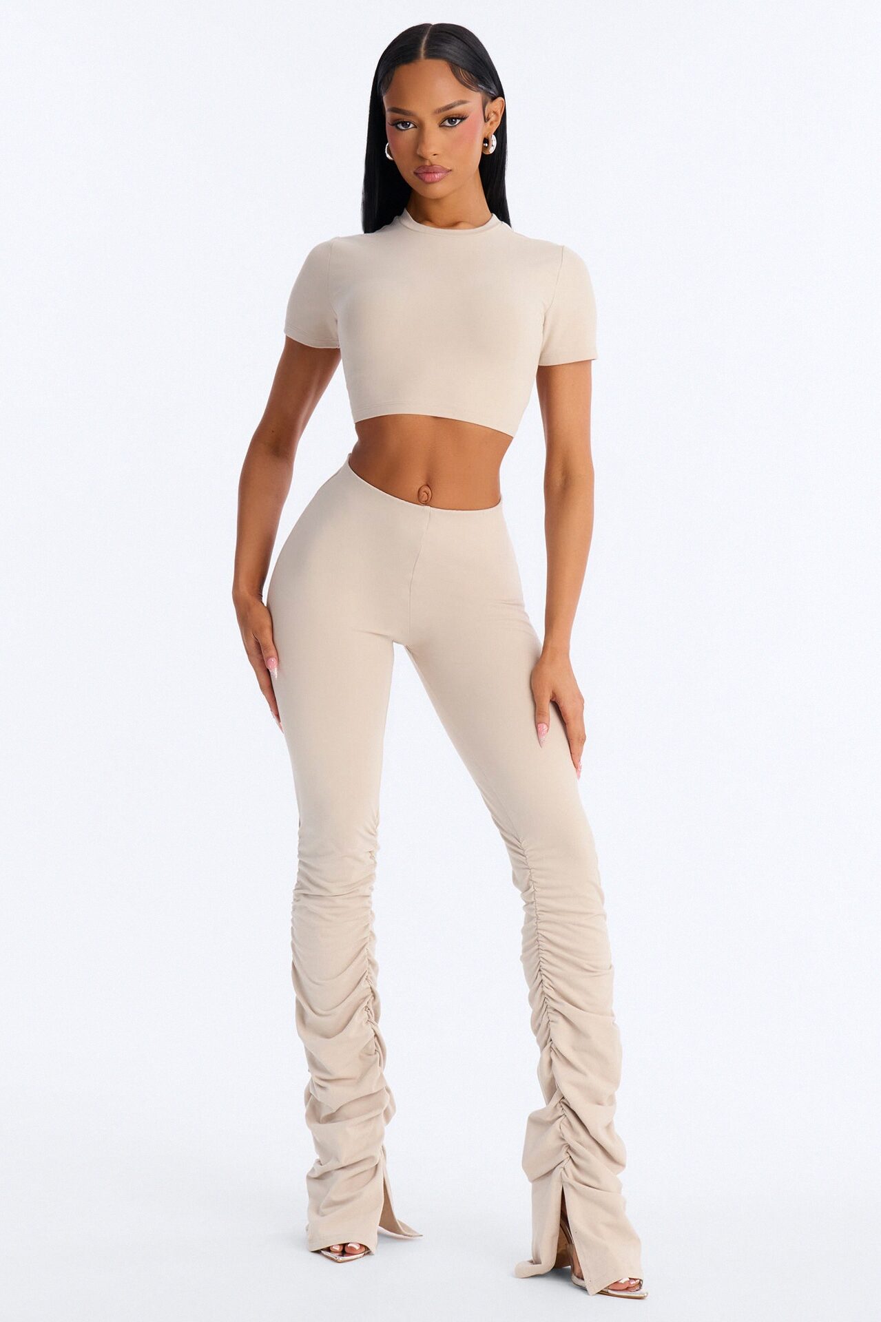 Quinn High Rise Stacked Legging - Stone
