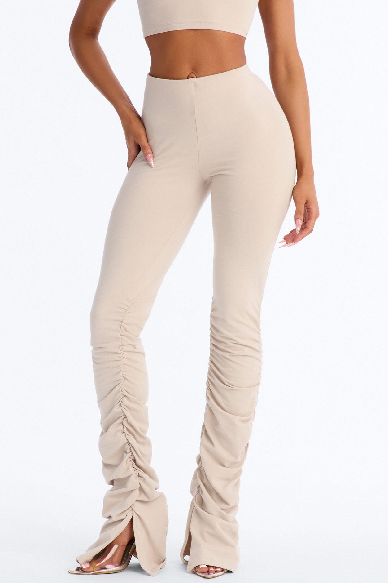 Quinn High Rise Stacked Legging - Stone