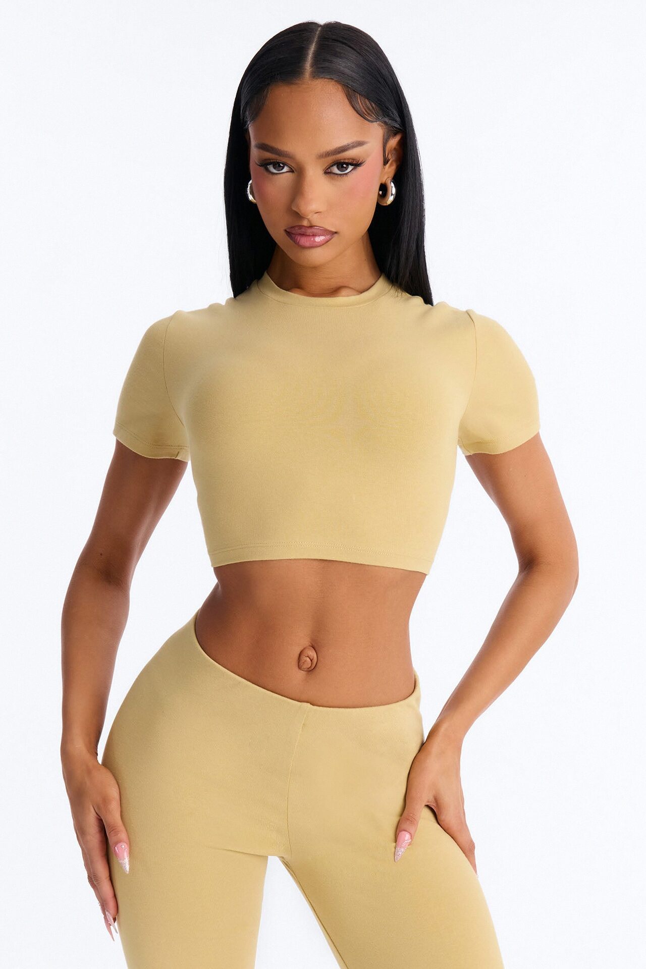 Quinn Short Sleeve Super Cropped Tee - Honey