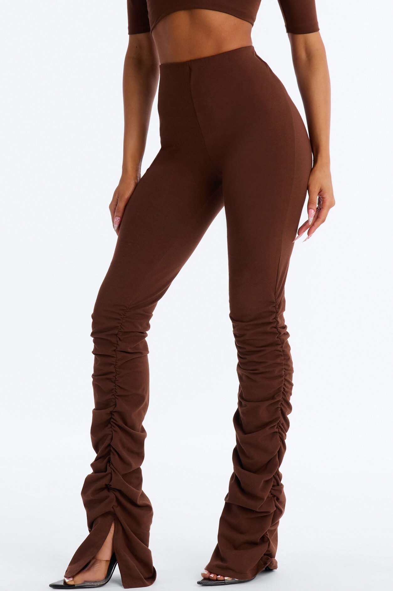 Quinn High Rise Stacked Legging - Brown