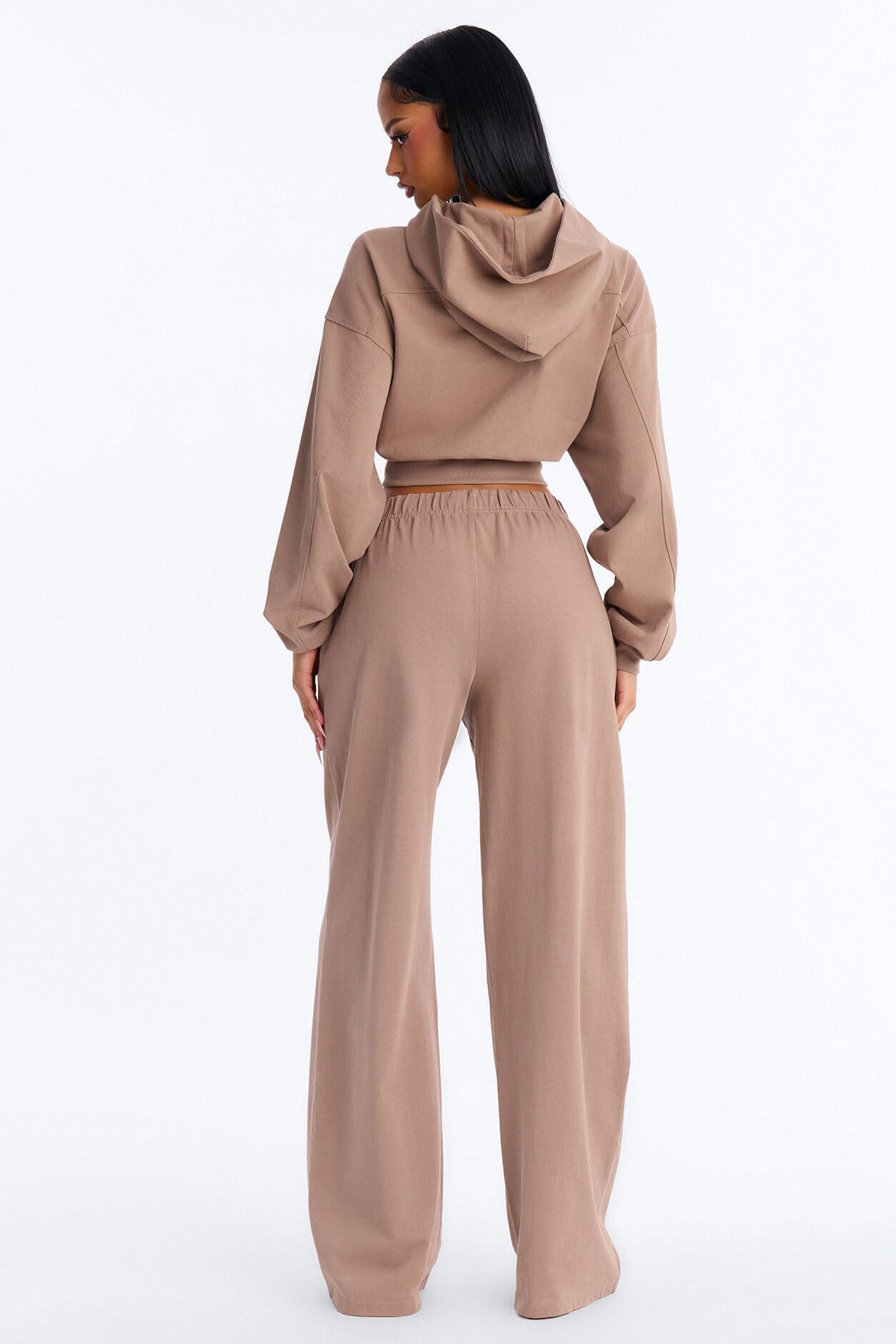Ellie Wide Leg Pull On Pant - Taupe
