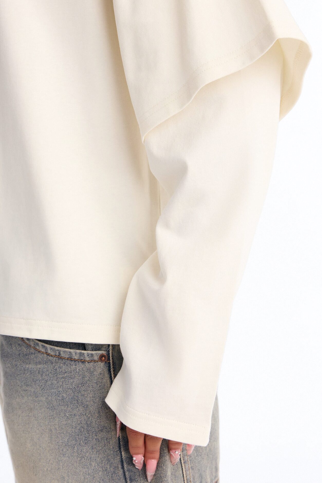 Justine Layered Long Sleeve T-Shirt - Cream