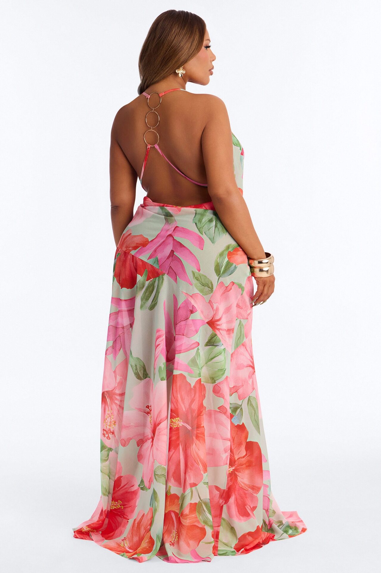 Island Girl Chiffon Maxi Dress - Green/combo